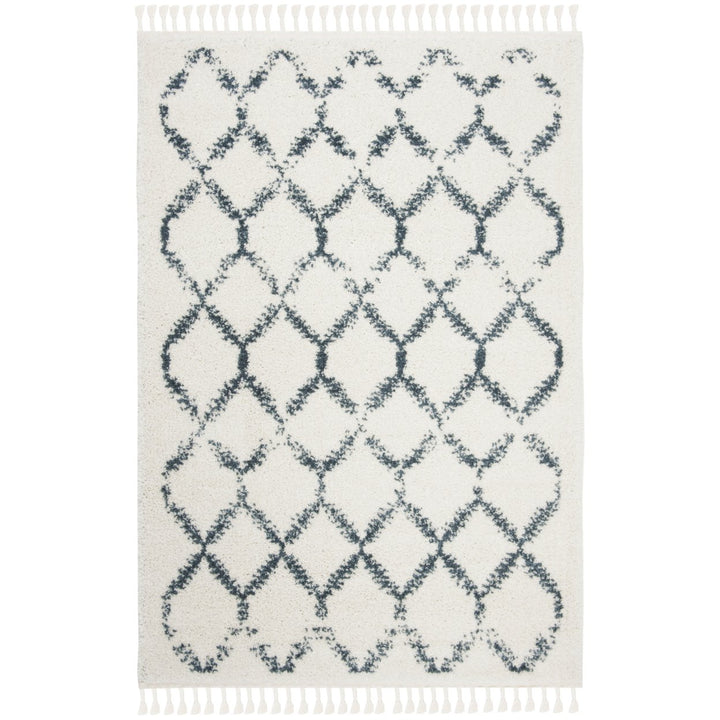 SAFAVIEH Berber Fringe Shag BFG524A Cream / Blue Rug Image 1