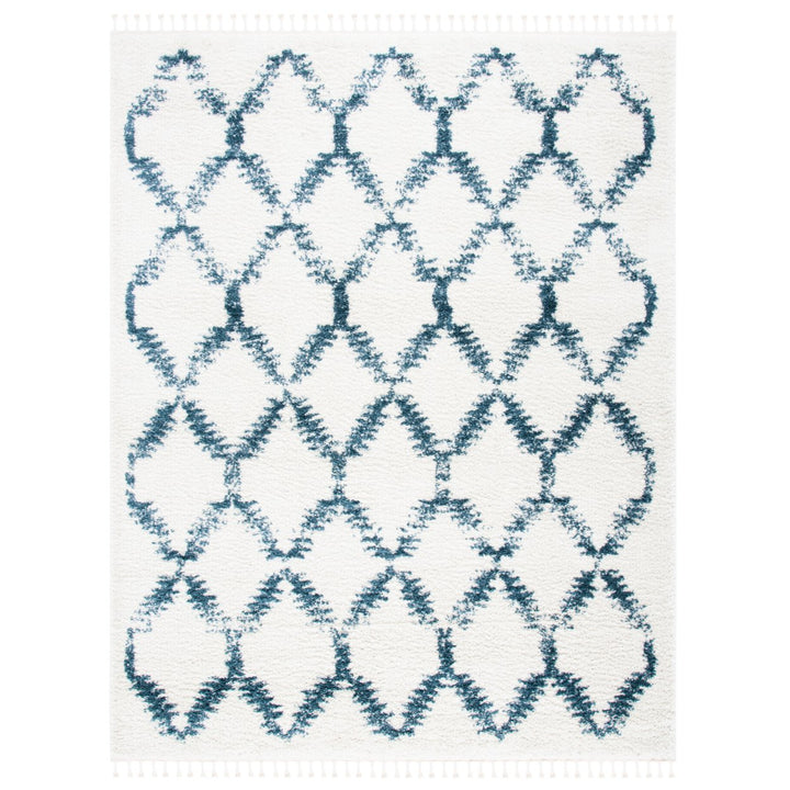 SAFAVIEH Berber Fringe Shag BFG524A Cream / Blue Rug Image 1