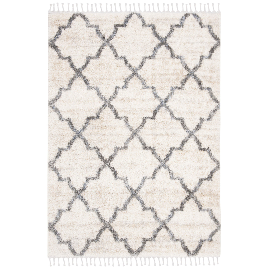 SAFAVIEH Berber Fringe Shag BFG627A Cream / Grey Rug Image 1