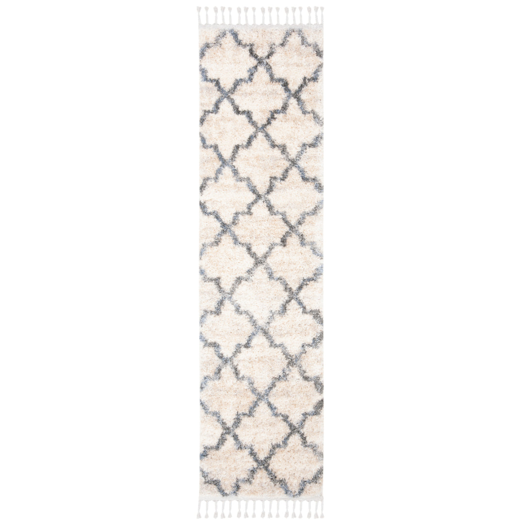 SAFAVIEH Berber Fringe Shag BFG627A Cream / Grey Rug Image 3