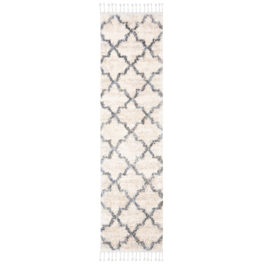 SAFAVIEH Berber Fringe Shag BFG627A Cream / Grey Rug Image 1