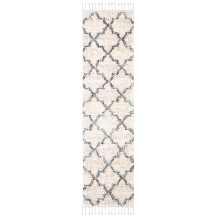 SAFAVIEH Berber Fringe Shag BFG627A Cream / Grey Rug Image 1