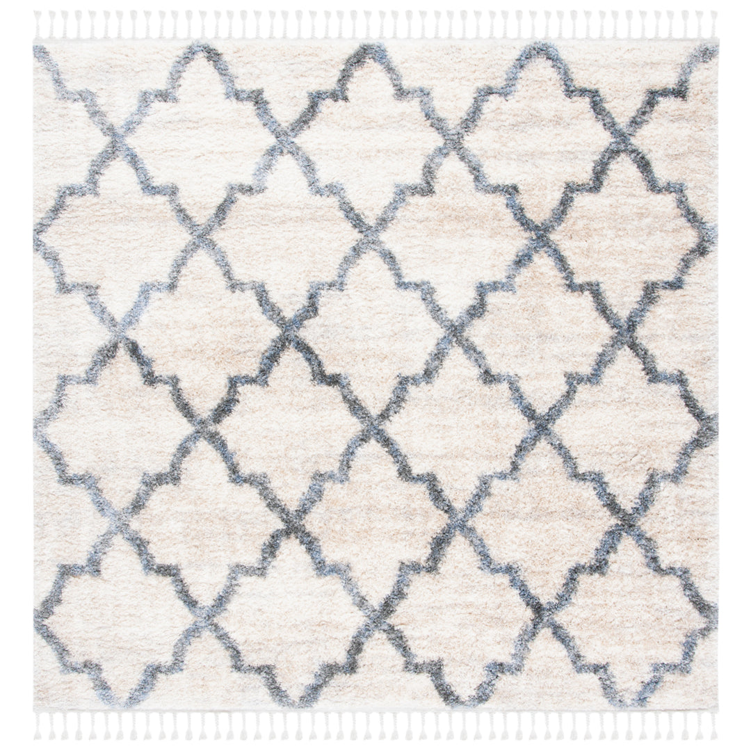 SAFAVIEH Berber Fringe Shag BFG627A Cream / Grey Rug Image 4