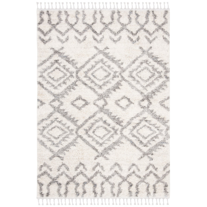 SAFAVIEH Berber Fringe Shag BFG611A Cream / Grey Rug Image 1