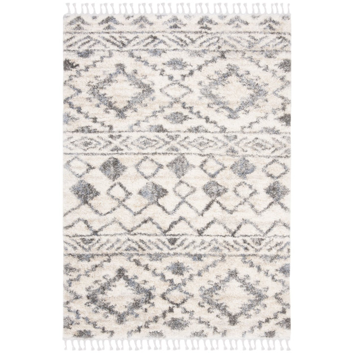 SAFAVIEH Berber Fringe Shag BFG606A Cream / Navy Rug Image 1