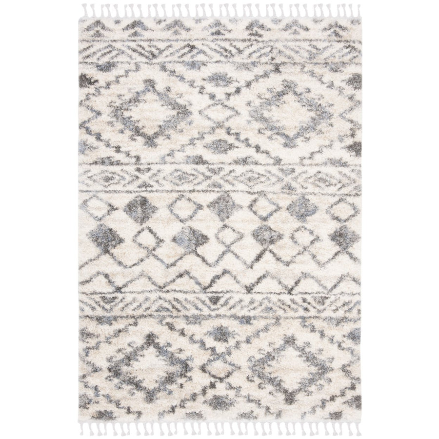 SAFAVIEH Berber Fringe Shag BFG606A Cream / Navy Rug Image 1