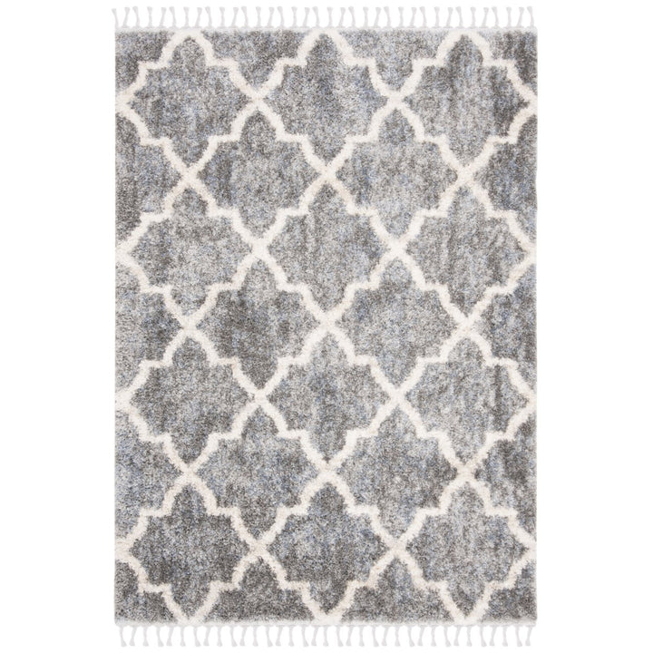 SAFAVIEH Berber Fringe Shag BFG627N Grey / Cream Rug Image 1