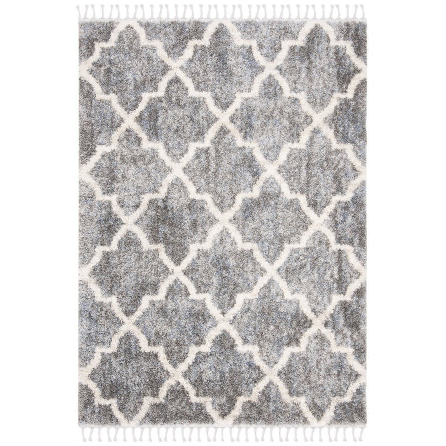 SAFAVIEH Berber Fringe Shag BFG627N Grey / Cream Rug Image 1