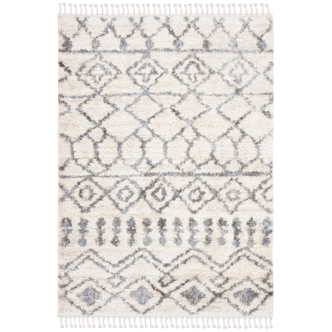 SAFAVIEH Berber Fringe Shag BFG626A Cream / Grey Rug Image 1