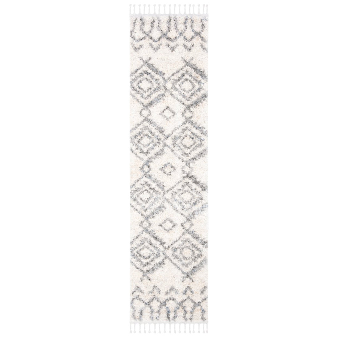 SAFAVIEH Berber Fringe Shag BFG611A Cream / Grey Rug Image 1