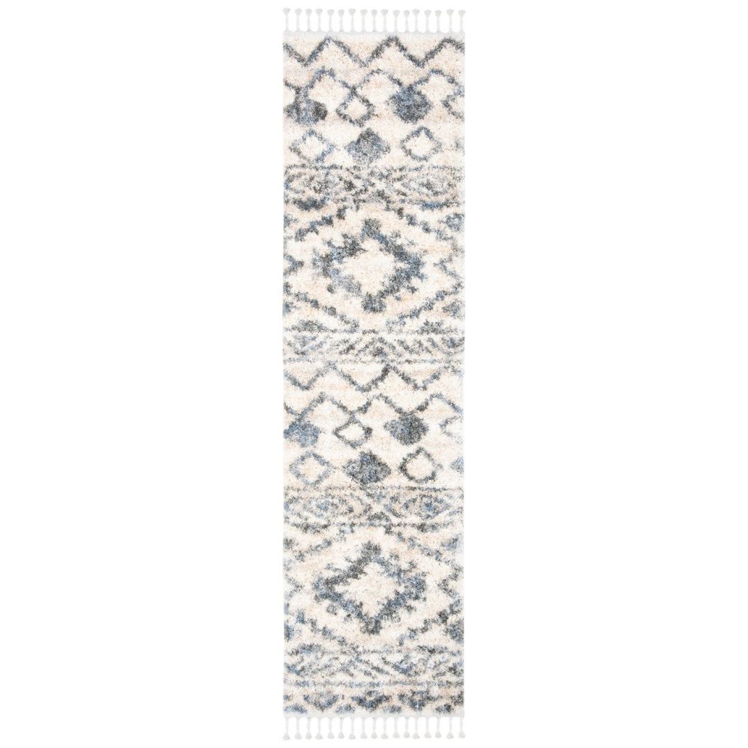 SAFAVIEH Berber Fringe Shag BFG606A Cream / Navy Rug Image 1