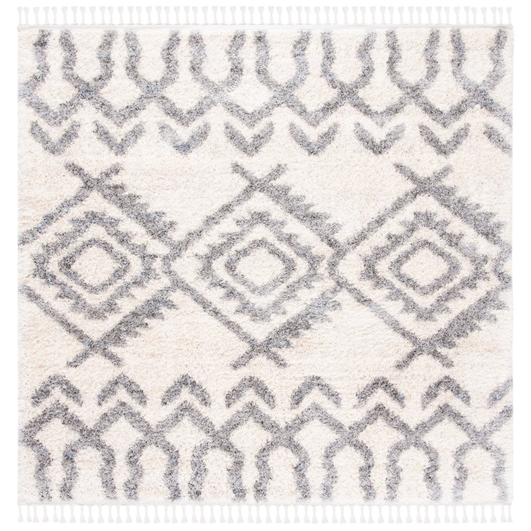 SAFAVIEH Berber Fringe Shag BFG611A Cream / Grey Rug Image 4