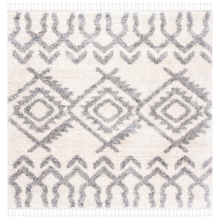 SAFAVIEH Berber Fringe Shag BFG611A Cream / Grey Rug Image 4