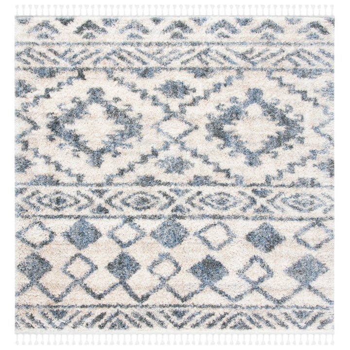 SAFAVIEH Berber Fringe Shag BFG606A Cream / Navy Rug Image 4