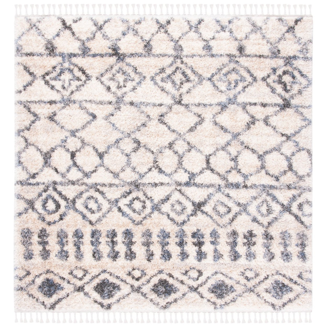 SAFAVIEH Berber Fringe Shag BFG626A Cream / Grey Rug Image 1