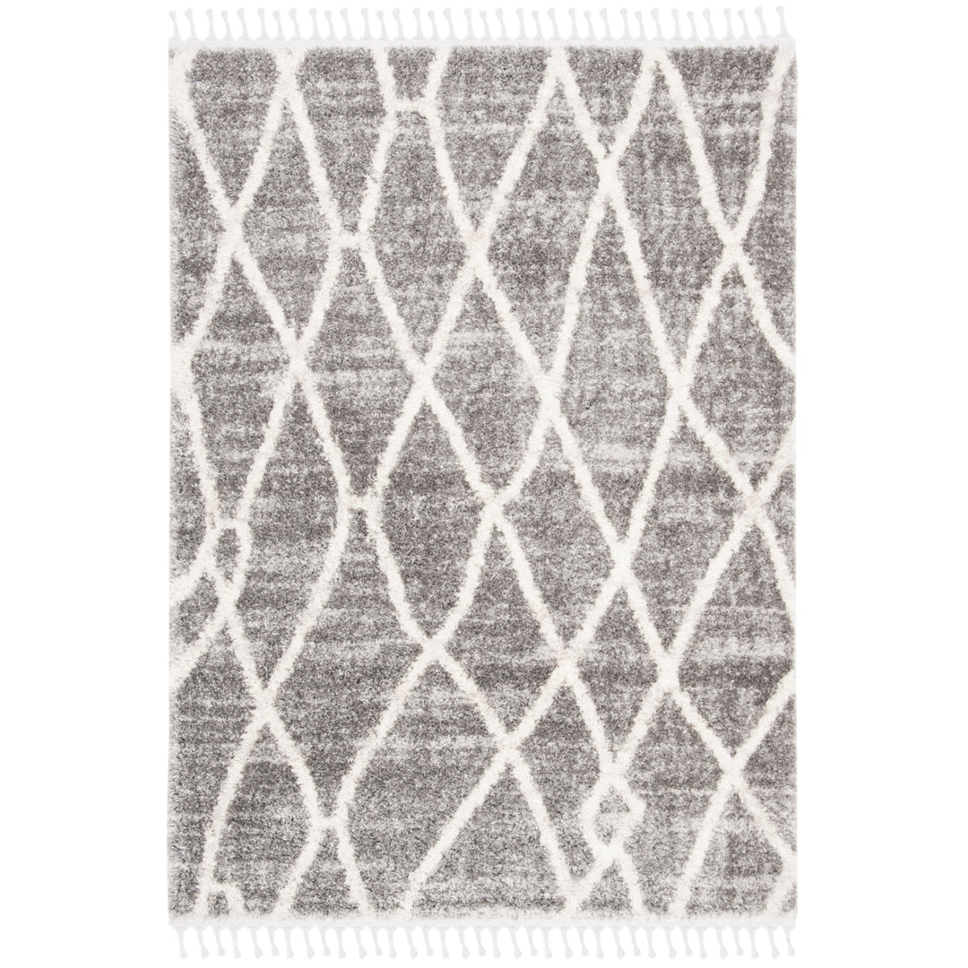 SAFAVIEH Berber Fringe Shag BFG628F Grey / Cream Rug Image 1