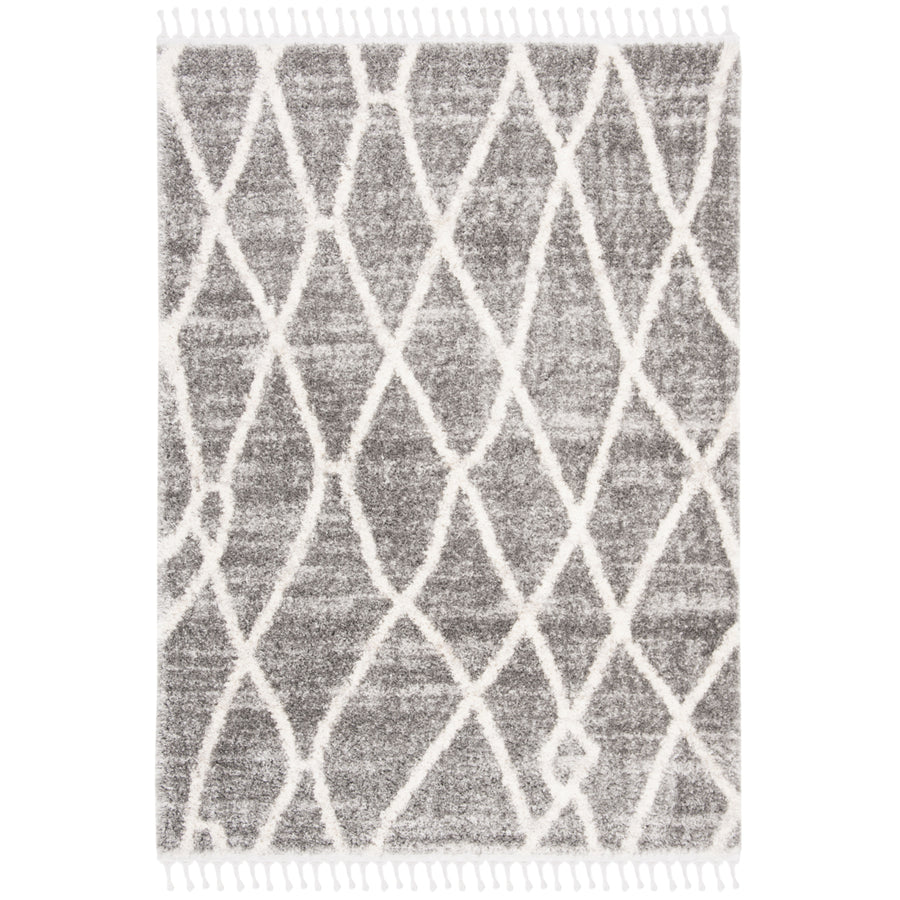 SAFAVIEH Berber Fringe Shag BFG628F Grey / Cream Rug Image 1