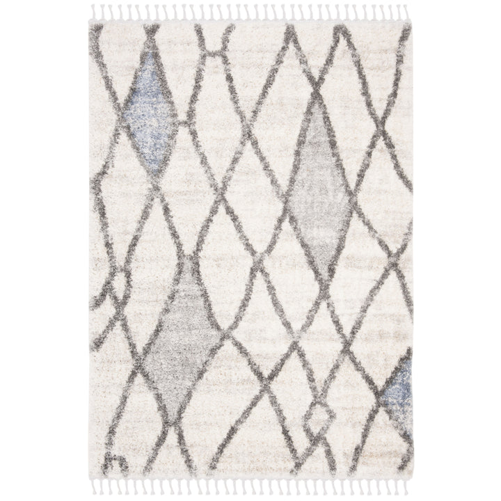 SAFAVIEH Berber Fringe Shag BFG628A Cream / Blue Rug Image 1