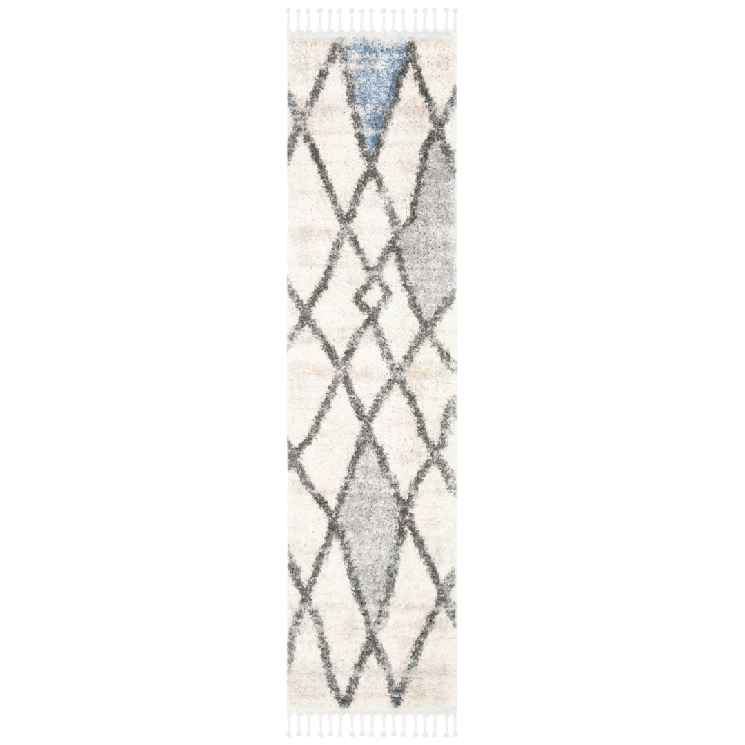 SAFAVIEH Berber Fringe Shag BFG628A Cream / Blue Rug Image 3