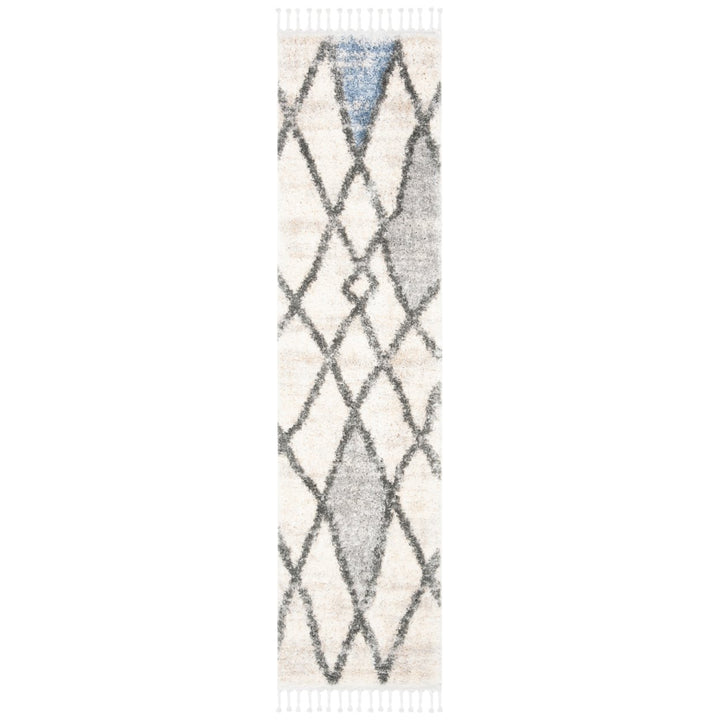 SAFAVIEH Berber Fringe Shag BFG628A Cream / Blue Rug Image 1