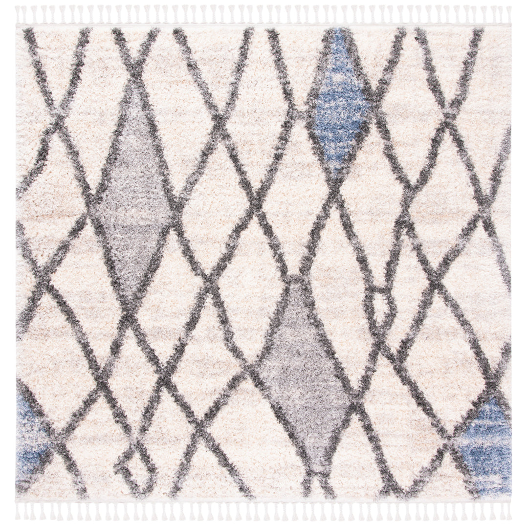 SAFAVIEH Berber Fringe Shag BFG628A Cream / Blue Rug Image 4