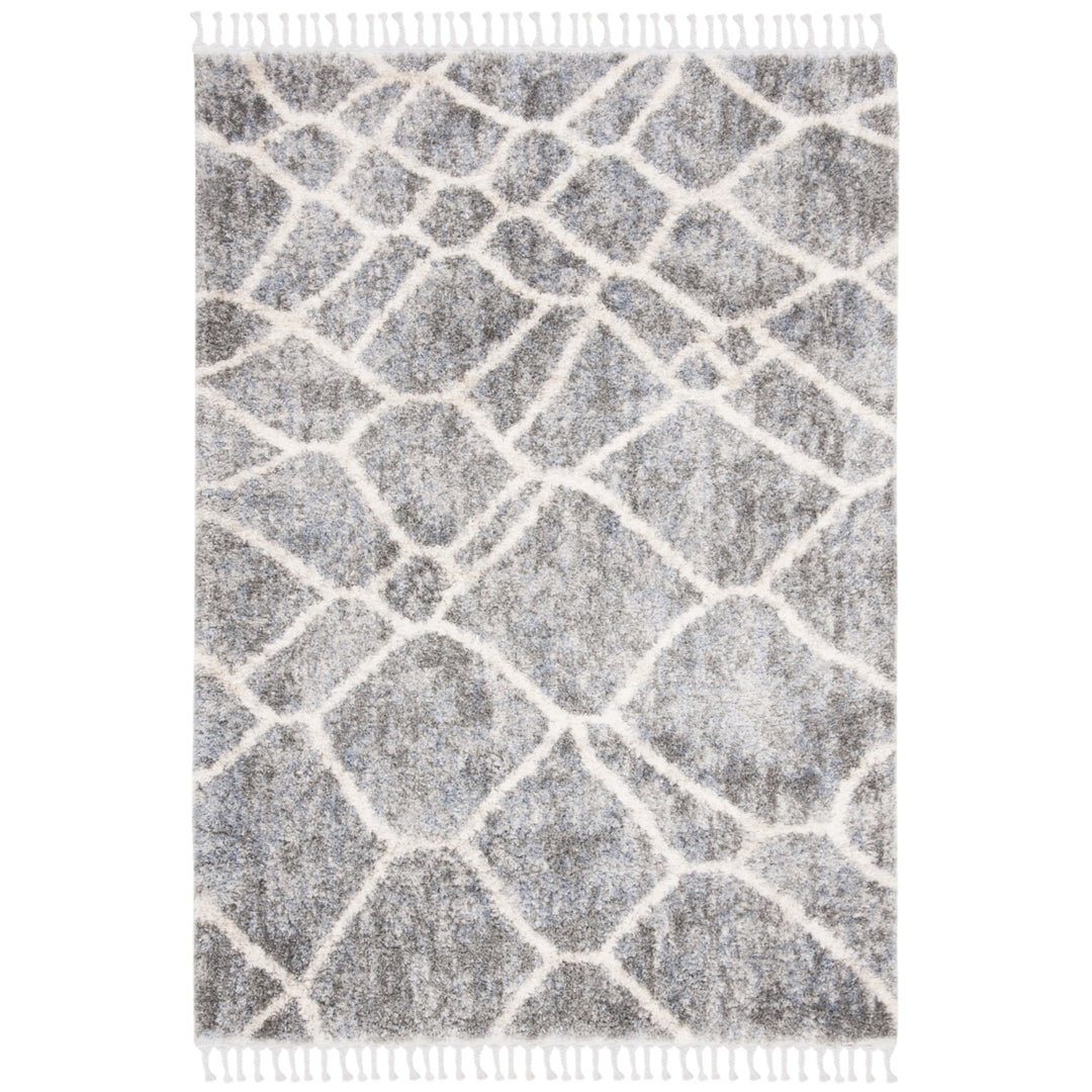 SAFAVIEH Berber Fringe Shag BFG629F Grey / Cream Rug Image 1