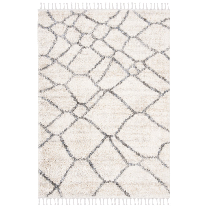 SAFAVIEH Berber Fringe Shag BFG629A Cream / Grey Rug Image 1