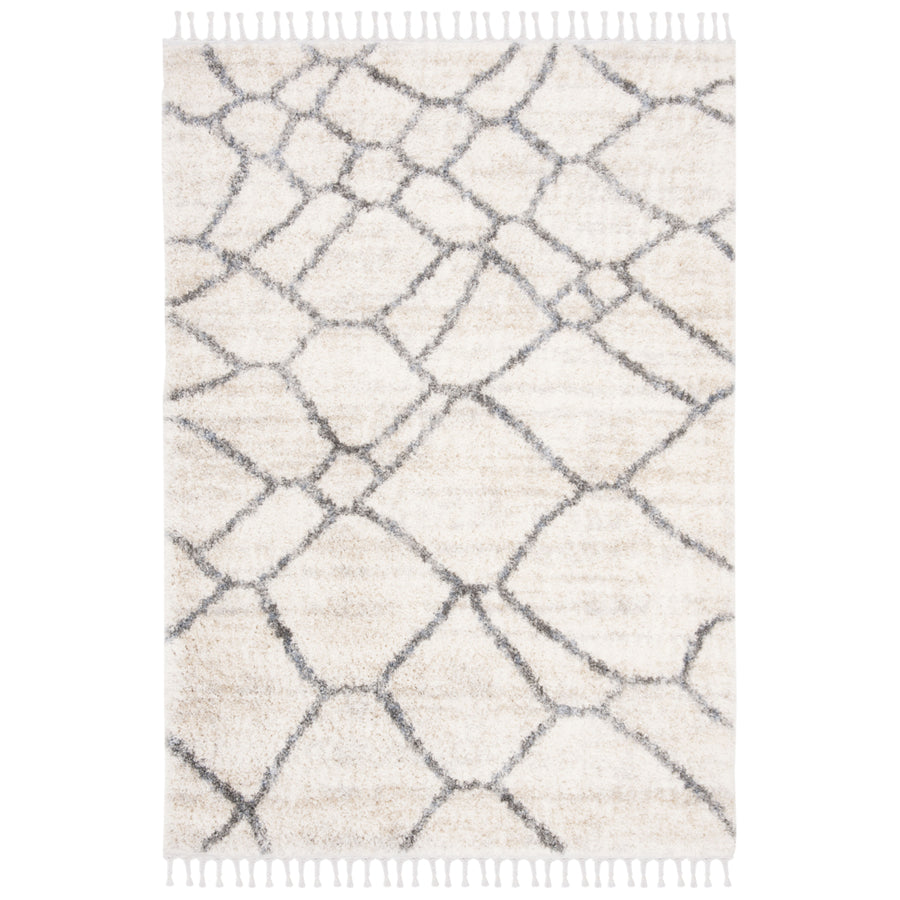 SAFAVIEH Berber Fringe Shag BFG629A Cream / Grey Rug Image 1