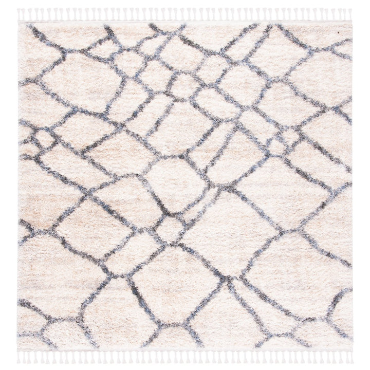 SAFAVIEH Berber Fringe Shag BFG629A Cream / Grey Rug Image 4