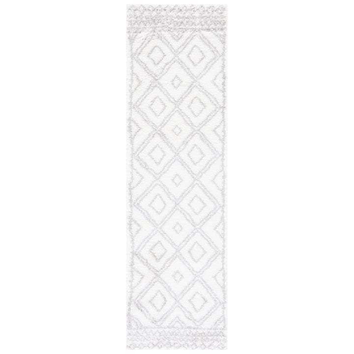 SAFAVIEH Berber Shag Collection BER589A Ivory / Grey Rug Image 1