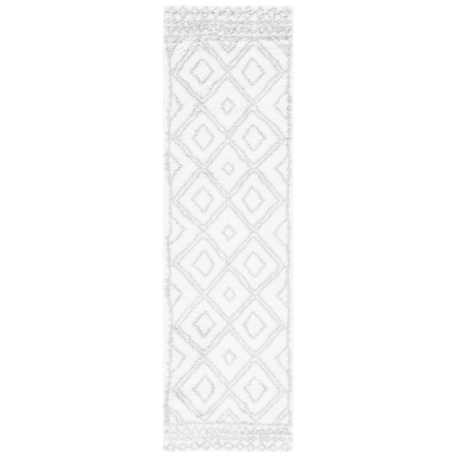 SAFAVIEH Berber Shag Collection BER589A Ivory / Grey Rug Image 1