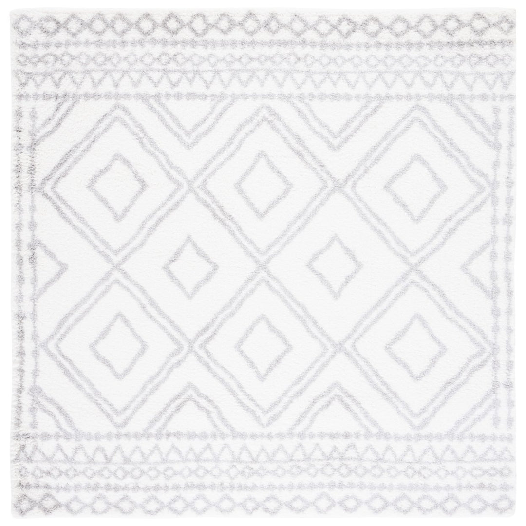 SAFAVIEH Berber Shag Collection BER589A Ivory / Grey Rug Image 1