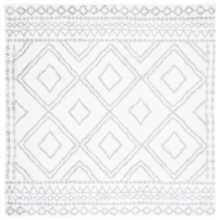 SAFAVIEH Berber Shag Collection BER589A Ivory / Grey Rug Image 1