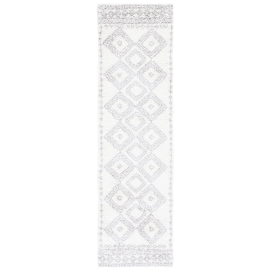 SAFAVIEH Berber Shag Collection BER591B Ivory / Grey Rug Image 1