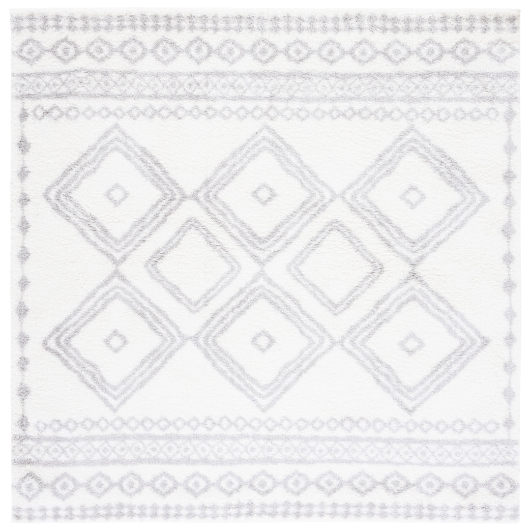 SAFAVIEH Berber Shag Collection BER591B Ivory / Grey Rug Image 5