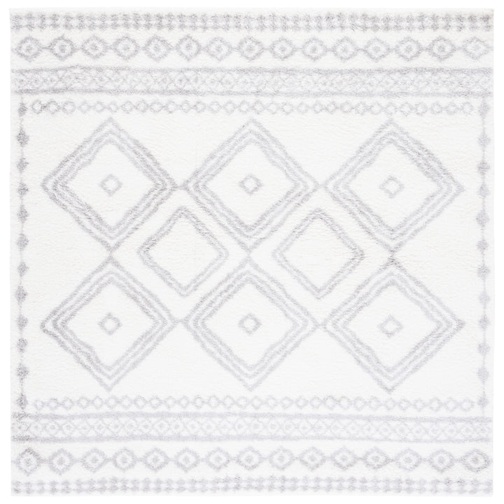 SAFAVIEH Berber Shag Collection BER591B Ivory / Grey Rug Image 5