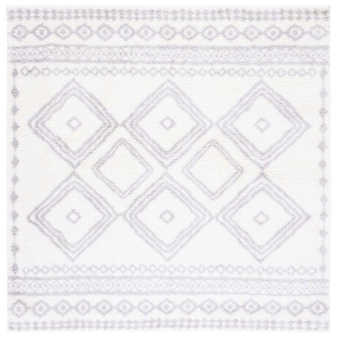 SAFAVIEH Berber Shag Collection BER591B Ivory / Grey Rug Image 1