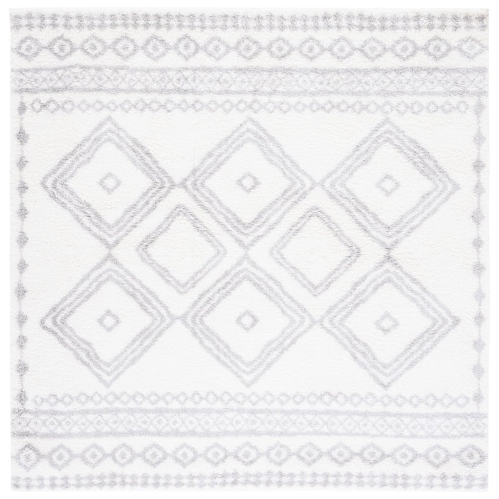 SAFAVIEH Berber Shag Collection BER591B Ivory / Grey Rug Image 1