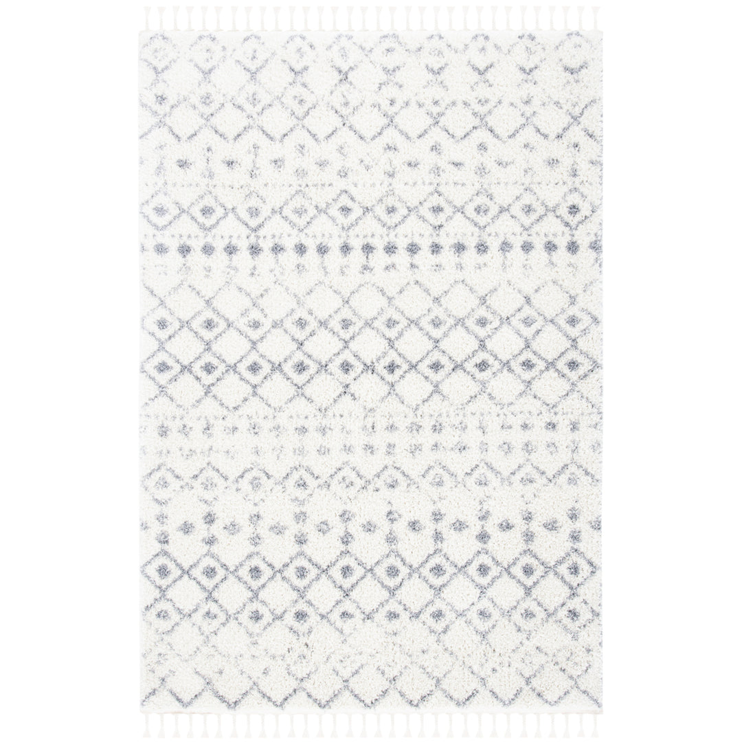 SAFAVIEH Berber Fringe Shag BFG516J Ivory / Grey Rug Image 1