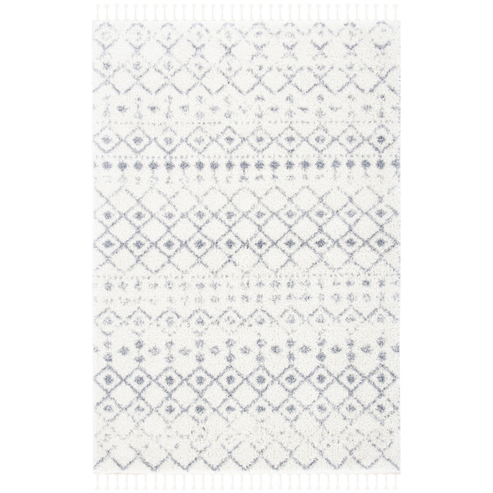 SAFAVIEH Berber Fringe Shag BFG516J Ivory / Grey Rug Image 1