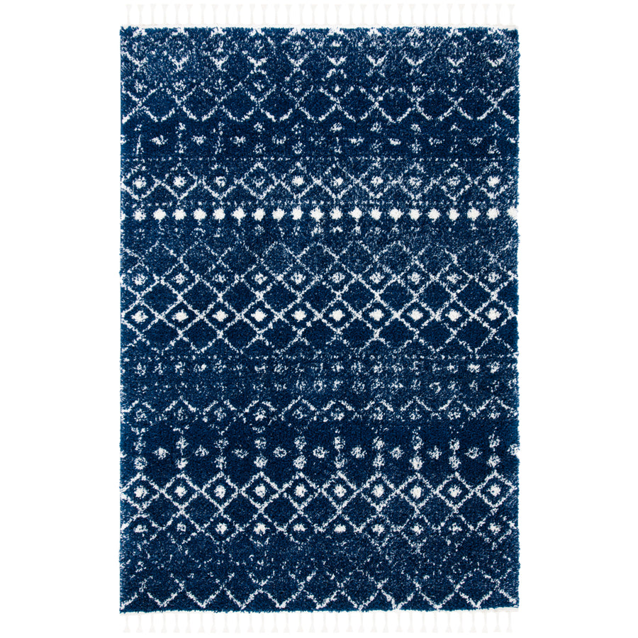 SAFAVIEH Berber Fringe Shag BFG516N Navy / Ivory Rug Image 1