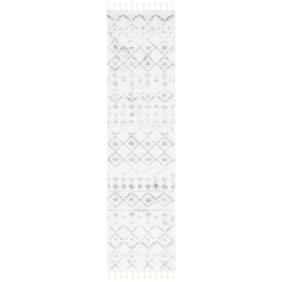 SAFAVIEH Berber Fringe Shag BFG516J Ivory / Grey Rug Image 1