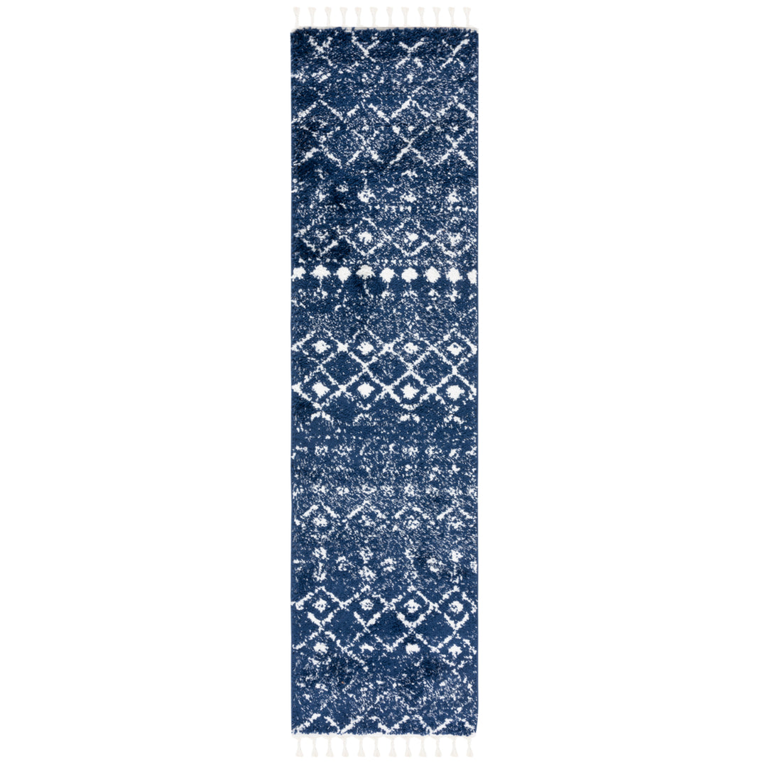 SAFAVIEH Berber Fringe Shag BFG516N Navy / Ivory Rug Image 5