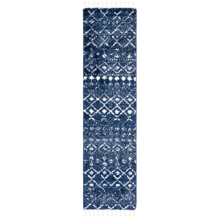 SAFAVIEH Berber Fringe Shag BFG516N Navy / Ivory Rug Image 1