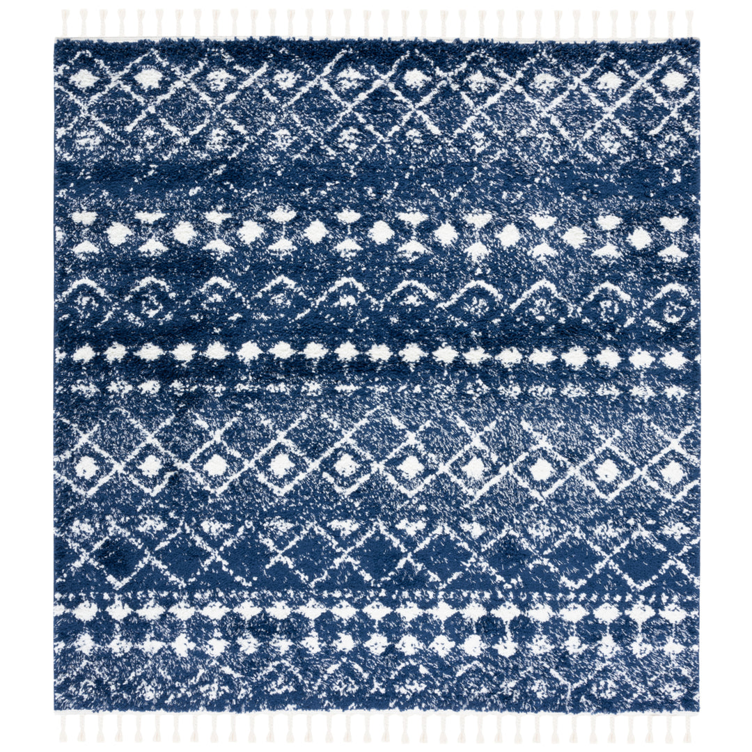 SAFAVIEH Berber Fringe Shag BFG516N Navy / Ivory Rug Image 6