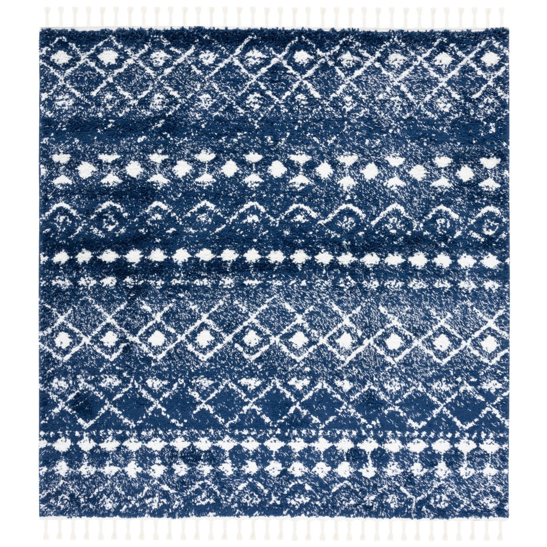 SAFAVIEH Berber Fringe Shag BFG516N Navy / Ivory Rug Image 1