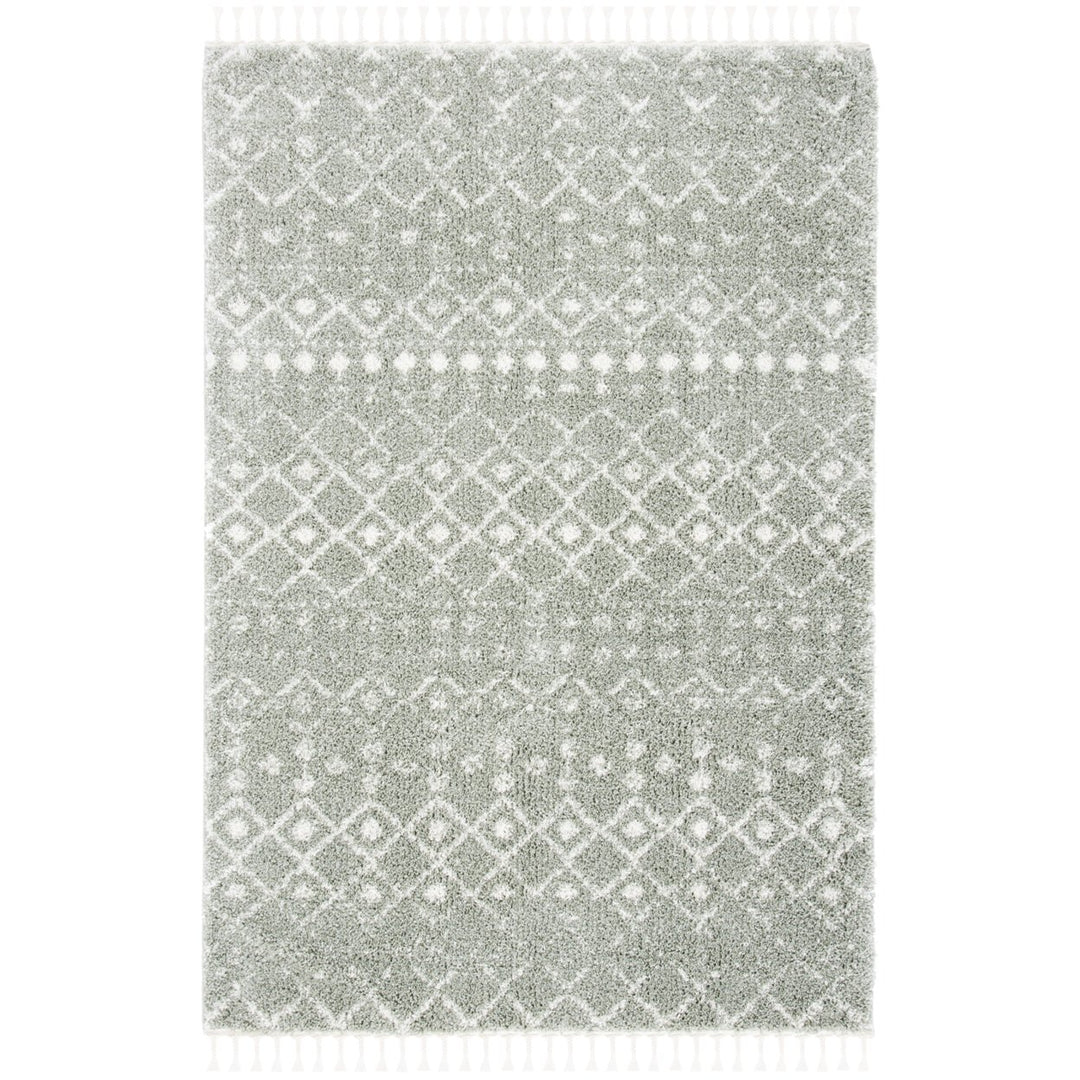 SAFAVIEH Berber Fringe Shag BFG516W Sage / Ivory Rug Image 1