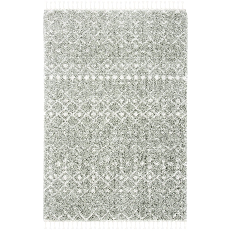 SAFAVIEH Berber Fringe Shag BFG516W Sage / Ivory Rug Image 1