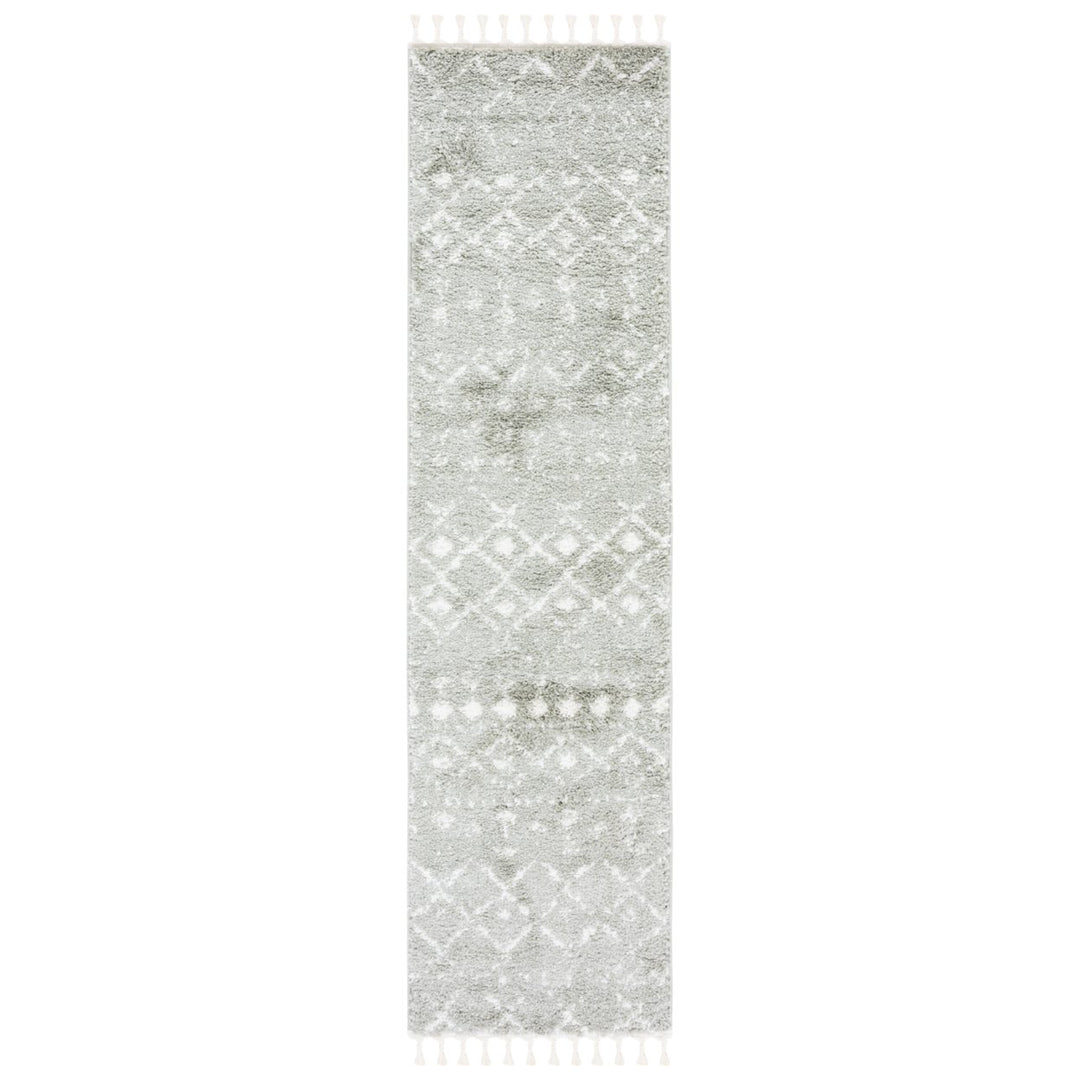 SAFAVIEH Berber Fringe Shag BFG516W Sage / Ivory Rug Image 5