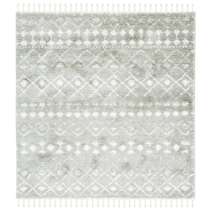 SAFAVIEH Berber Fringe Shag BFG516W Sage / Ivory Rug Image 6